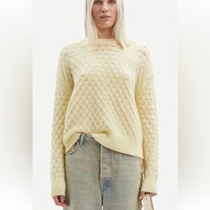SAMSOE yellow crew neck sweater alpaca wool blend Size Small